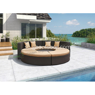 Ny design Curved Wicker Outdoor Soffa Set med kudde